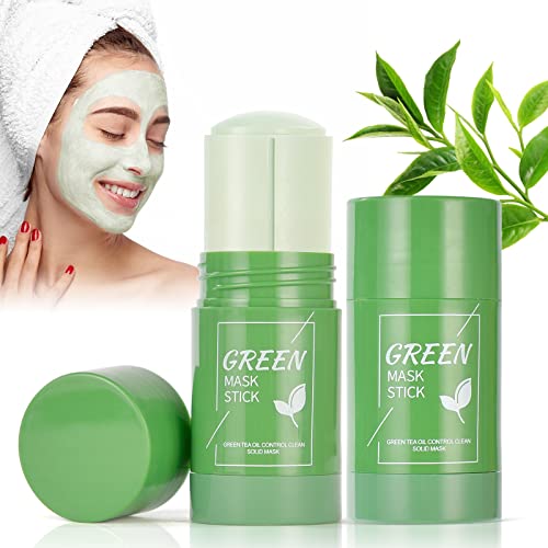 AOOWU Green Mask Stick, 2pcs Mascarilla Te Verde para Limpieza Profunda, Limpiador de Poros y Puntos Negros para Regula Equilibrio Entre Agua y Aceite