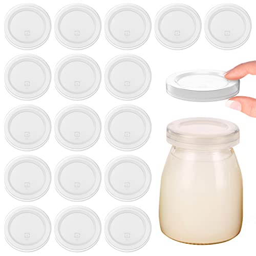 18 Piezas Tapas yogurt Reutilizables Tapas de Plastico Ajustables para vasos de Yogurt Tapa de la taza de gelatina de biberón 2,64 in / 67 mm de diámetro (exc. Contenedor)