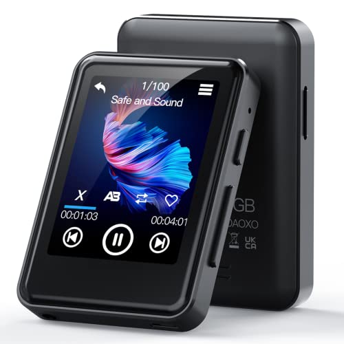 ZOOAOXO 64GB Reproductor MP3, MP3 Bluetooth 5.2 con 2.4' Pantalla Táctil, Altavoz HD Incorporado, Sonido de HiFi, E-Book, Despertador, Radio FM, Grabadora de Voz, Auriculares Incluidos