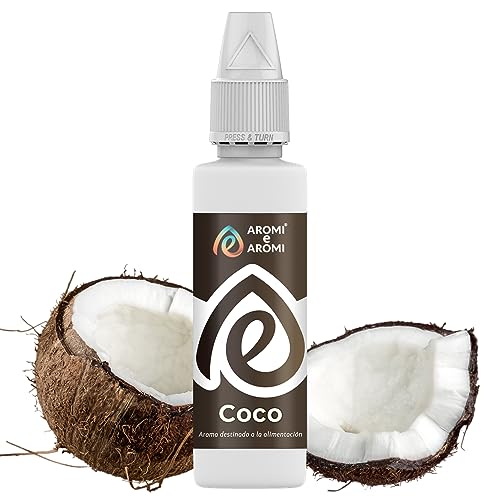 Aroma Coco 100% Italiano - Aroma Alimentario Saborizante en Gotas para Dulces y Pasteles - Producto Vegano y sin Calorias (30ml)