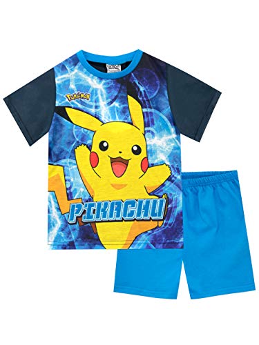 Pokemon Pijama Niño | Pijama Corta Pikachu | Pijamas niño Verano Azul 7-8 Años