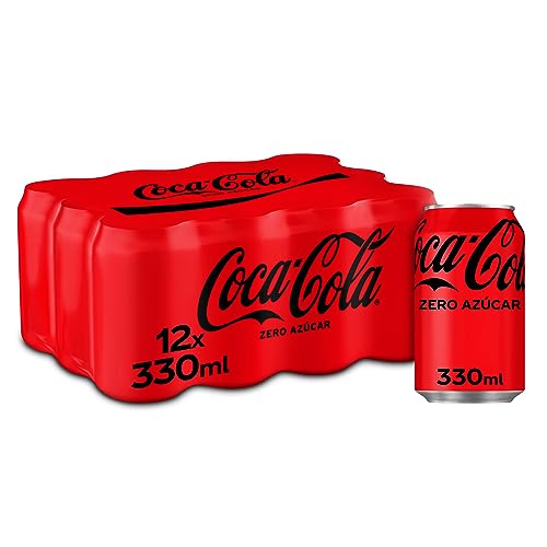 Coca-Cola Zero Azúcar - Refresco de cola sin azúcar, sin calorías - Pack 12 latas 330 ml