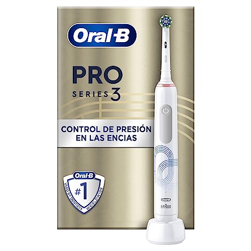 Oral-B Pro Series 3 Cepillo de Dientes Eléctrico con Mango Recargable y 2 Cabezales, Diseñado por Braun, Regalos Originales para Mujer y Hombre - Blanco