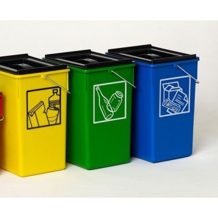 HELGUEFER - Cubo Ecológico Selectivo 15L con Tapa-Pack 3 ud-