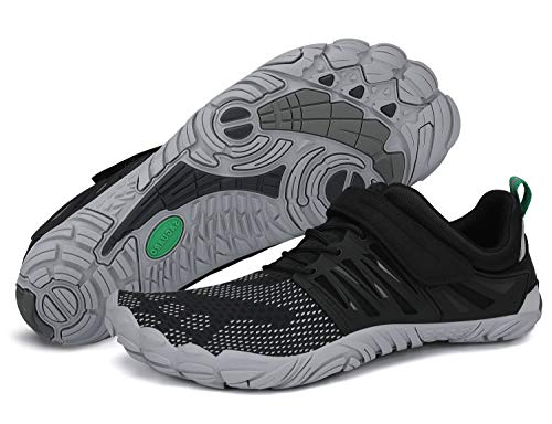 Escarpines para Mujer Hombre Zapatillas de Deporte Antideslizante Five Fingers Minimalistas Zapatillas Barefoot Trail Running Gris 44