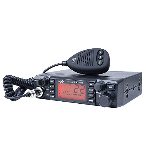 Radio CB PNI Escort HP 9001 Pro ASQ Ajustable, Am-FM, 12V / 24V, 4W, Escaneo, Reloj Dual, ANL, Pantalla Multicolor