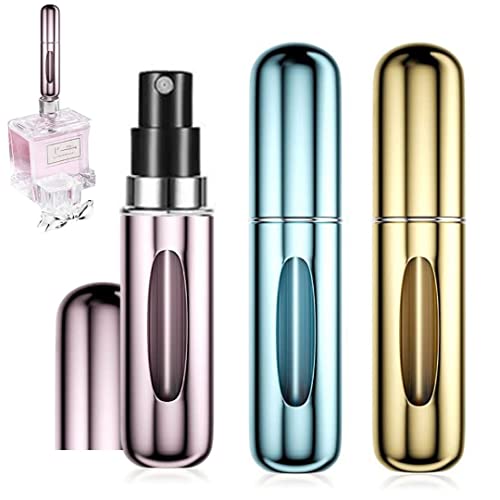 3 PCS 5ML Atomizador Perfume Recargable, Mini botella rociadora portátil, Pulverizador colonia recargable, perfume miniatura sin fugas, frasco.Ideal para salir de noche, viajar, fiestas, cita.