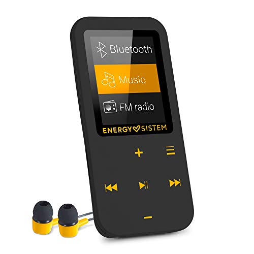 Energy Sistem Touch Amber - Reproductor MP4 con tecnología Bluetooth (16 GB, auriculares intrauditivos, radio FM, MicroSD) color negro y ámbar