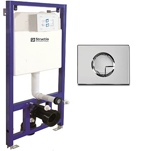 Elemento de pared para inodoro, cisterna empotrada, cisternas ecológicas, elemento de montaje + placa de pulsador (placa de empuje 7)