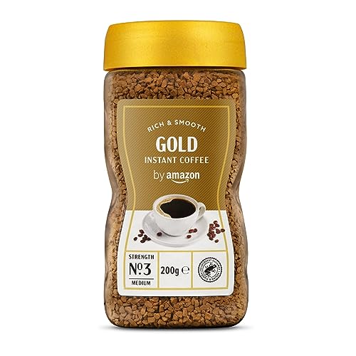 by Amazon - Café soluble liofilizado Gold, tueste medio, 200g, paquete de 1, certificado Rainforest Alliance