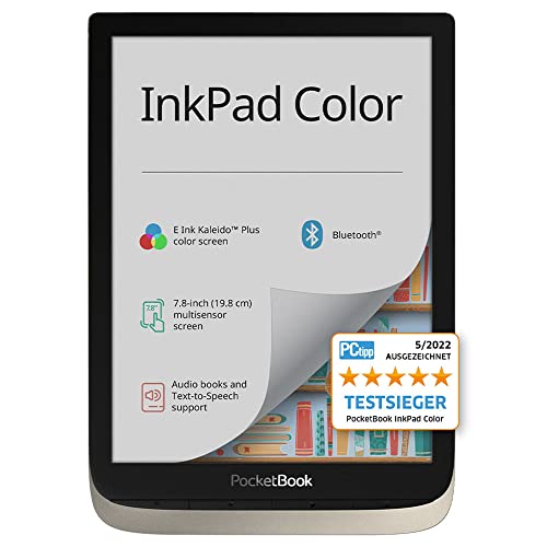 PocketBook InkPad Color - Lector de Libros electrónicos (16 GB de Memoria, 19,8 cm (7,8 Pulgadas), Pantalla a Color, iluminación Frontal, Wi-Fi, Bluetooth), Color Plateado