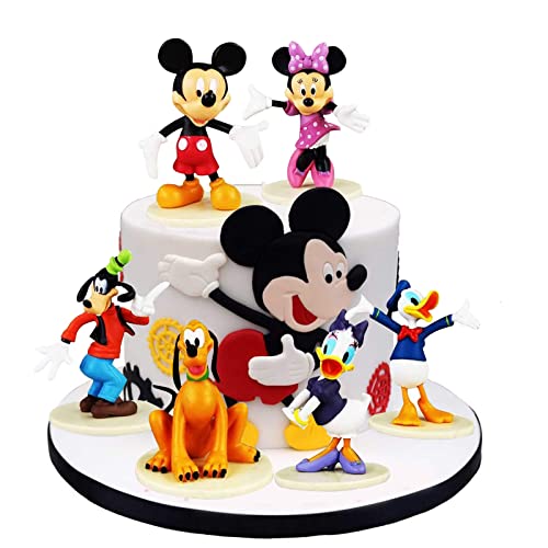 Mickey Cake Topper,6 Pieces Figuras Mickey Tarta,Minnie Adorno Para Pasteles,Decoracion para Tartas con la Figura de Minnie,Minnie Cake Decoration para Baby Shower Fiesta de Cumpleaños