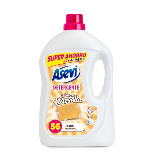 Asevi - Detergente Asevi Marsella - Detergente Lavadora Líquido - Detergente Concentrado - Jabón Natural de Marsella - 56 lavados