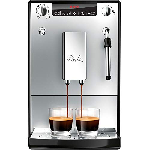 Melitta Caffeo Solo&Milk E953-102 Cafetera Superautomática con Sistema de Leche, Molinillo, 15 Bares, Café en Grano, Limpieza Automática, Personalizable, 1.2L, Plata