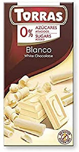 Torras Barra de chocolate blanco sin azúcar añadido, 75 gramos