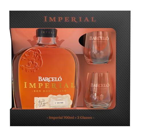 Barceló Imperial Estuche, Botella de 700 ml, 2 vasos de cristal