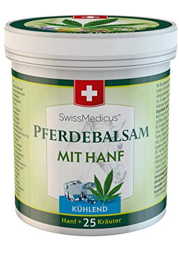SwissMedicus Pferdebalsam - Bálsamo de caballo con cannabis – efecto frío - crema de masaje para músculos y ligamentos - ideal para deportistas - extractos de plantas naturales - uso diario -500 ml