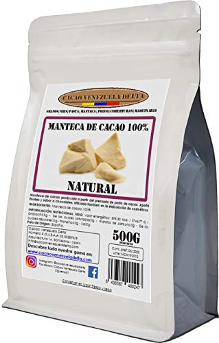 Manteca De Cacao 100% - Tipo Natural - Bolsa 500g - Calidad Extra - Cacao Venezuela Delta