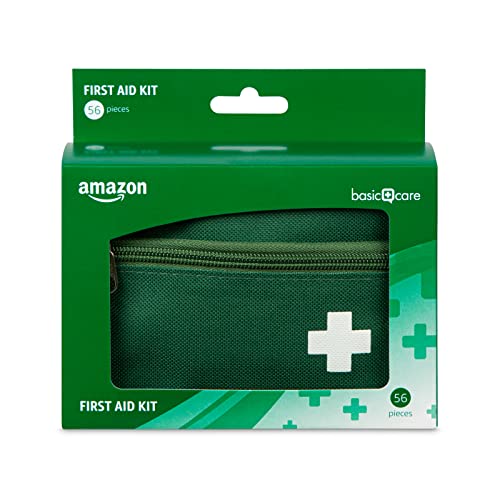 Amazon Basic Care - Kit de primeros auxilios, Verde, 56 unidades