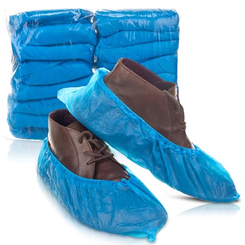 PimPam Factory - Cubre Zapatos Azul para Adulto de Polietileno - Patucos Desechables Sanitarios - Cubrezapatos Impermeable Ajustables para Enfermería, Hostelería, Fábricas - Certificado ISO - Pack 100