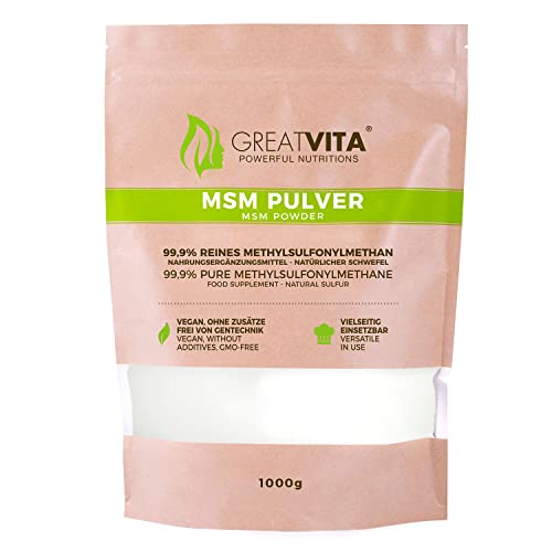 MeaVita MSM en polvo 99.9 por ciento puro, metilsulfonilmetano, 1000 g