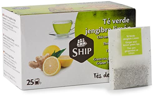 Ship - Té Verde de Jengibre y Limón - Caja de 25 Unidades - Aporta Vitaminas y Minerales - Sabor Dulce