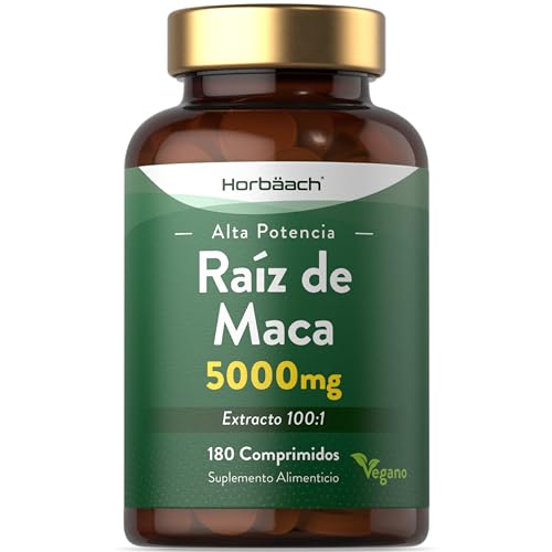 Maca Peruana Extracto 5000 mg | 180 pastillas veganas (no cápsulas) | Raíz pura de maca de alta resistencia | by Horbaach