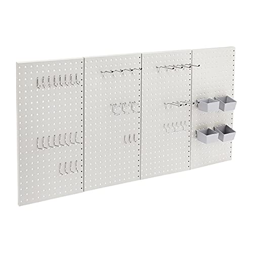 Amazon Basics - Rectangular Kit de tablero de clavijas de metal, 48 piezas, Gris