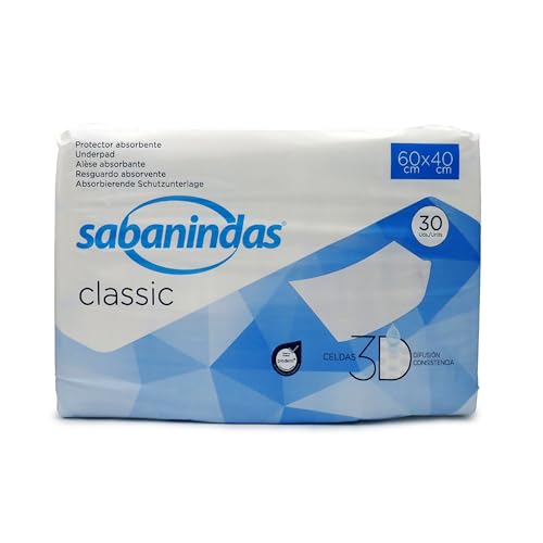 Indas Sabanindas Classic 60x40 - 30 Protectores Absorbentes para Incontinencia - Confort Duradero - Seguridad y Práctica - Libre de Látex