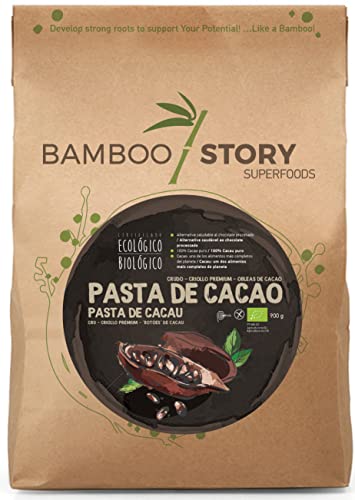 CRUDO | BAMBOO STORY | Pasta Cacao | Obleas | Criollo | Peruano | Ecológico | 900g | 100% Puro | Masa