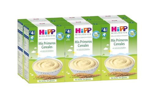 HiPP Biológico - Mis Primeros Cereales BIO - Sin Gluten - Sin Azúcares Añadidos - Apto Para Bebés A Partir de 4/6 Meses - Pack 6X250g