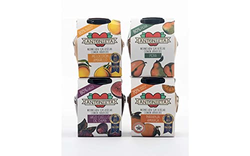 Pack de 4 Mermeladas - Sabores: Naranja Amarga, Higo, Melocotón Amarillo y Pera - Tarros de Mermelada Premiada Internacionalmente - Mermeladas Gourmet 100% Fruta de Producción Propia - 4 x 230 G