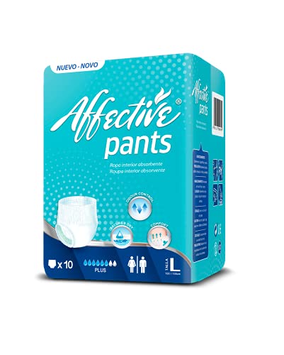 Affective Pants Ropa Interior Absorbente Unisex Plus Talla L - 60 Pants (6 Bolsas De 10 Unds)