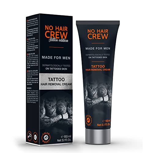 NO HAIR CREW Tattoo Edition - CREMA DEPILATORIA para eliminar el vello de la piel tatuada, 150 ml