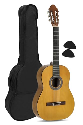 Navarrez NV11 guitarra clásica marrón 4/4, bolsa/Gig Bag, 2 púas