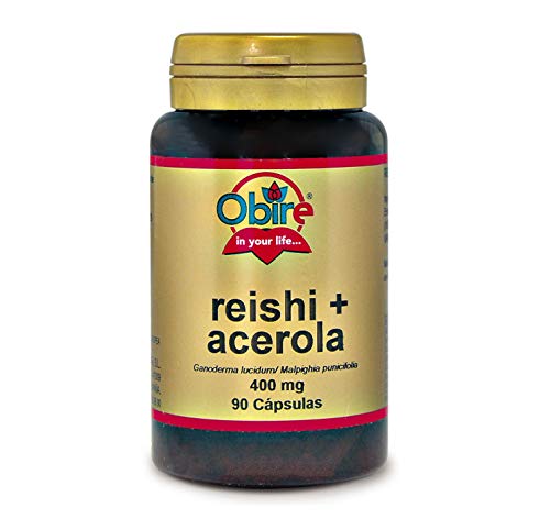 Obire | Reishi + Acerola 400 mg | Refuerza el Sistema Inmunitario | Ayuda a Mantener Normales los Niveles de Colesterol | A Base de Hongo y Planta | Sin Lactosa | 90 Cápsulas