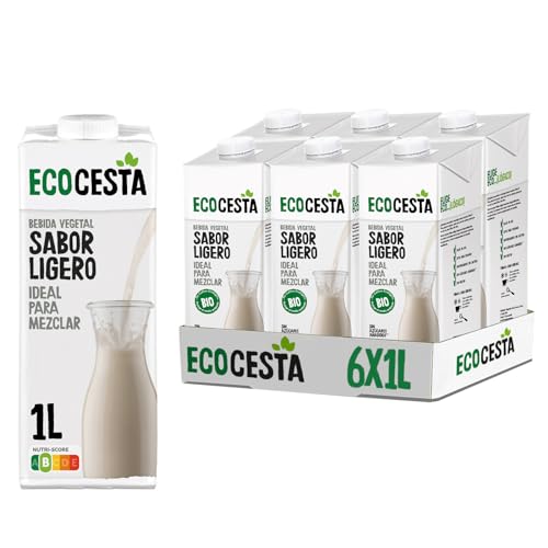 Ecocesta - Pack de 6 Unidades de 1 L de Bebida Ecológica Vegetal Que no Sabe a Bebida Vegetal - Sin Azúcar Añadido y Sin Gluten - Apto para Veganos - Ideal para Tomar Sola, con Café o en Batidos