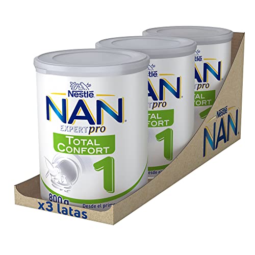NAN Nestlé Total Confort 1 Fórmula en Polvo para Bebés, 3 x 800g