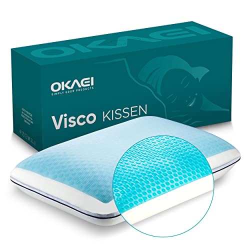 OKAEI GelCell – Memory Foam Pillow con Cooling GelCover – Cómodo – Peluca Ergonómica – Pillow for a Comfortable Sleep (60 x 40 + 15), Dormir