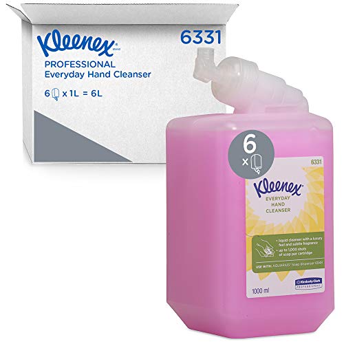 Jabón de manos para uso diario Kleenex 6331 - Jabón de manos rosa - 6 recambios de jabón de manos de de 1 litro (6 litros en total)