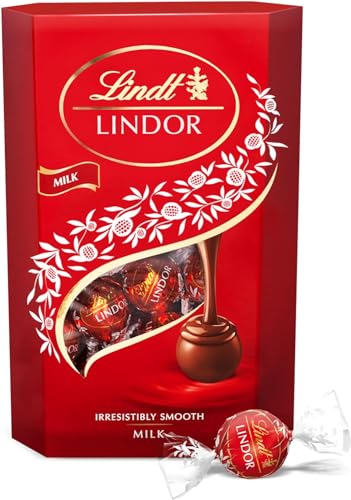 Lindt Lindor Bombones de Chocolate con Leche, delicioso bombón con interior de chocolate cremoso, bombones para regalar, aprox. 16 unidades, 200 g