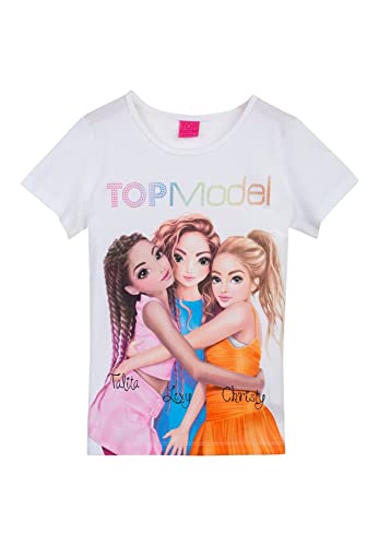 Top Model Niña T-Shirt, Camiseta con Talita, Lexy y Christy 75050 Blanco, Talla 164, 14 años