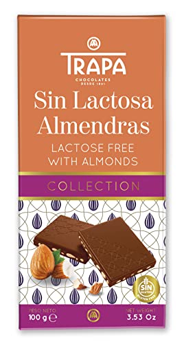 Trapa - COLLECTION - Tableta de Chocolate con Leche y Almendras Sin Lactosa. - 100 gr