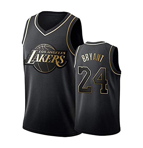 # 24 K o b e Black Gold Basketball Jersey,Camisa de Chaleco Deportivo sin Mangas sin Mangas.,Negro,XL