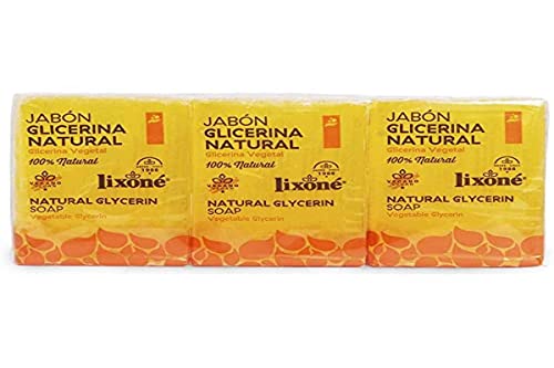 Lixone - Jabón de glicerina natural, Pack de 3 x 125 gr