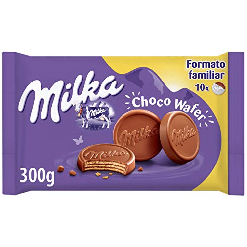 Milka Choco Wafer Galleta Barquillo con Relleno de Cacao y Cubierto de Chocolate con Leche de los Alpes Formato Familiar 300g
