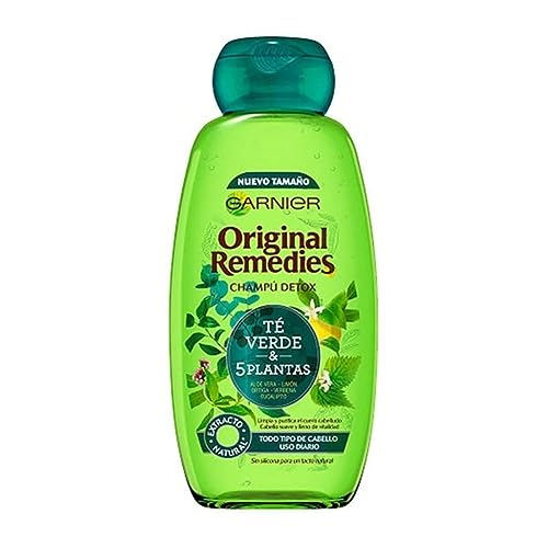 Garnier Original Remedies Champú con Té Verde y 5 Plantas para Pelo Normal y Uso Diario, 300 ml (Paquete de 1)