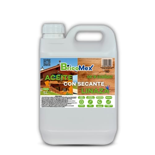 BRICOMEX Aceite de Linaza Con Secante | 100% Ecológico | Nutrición | Protección (1 LITRO)