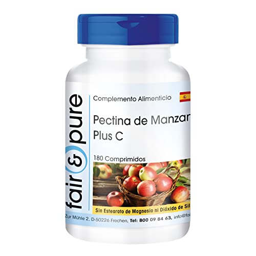 Fair & Pure - Pectina de Manzana con Vitamina C y Calcio - Vegana - Alta pureza - 180 Comprimidos