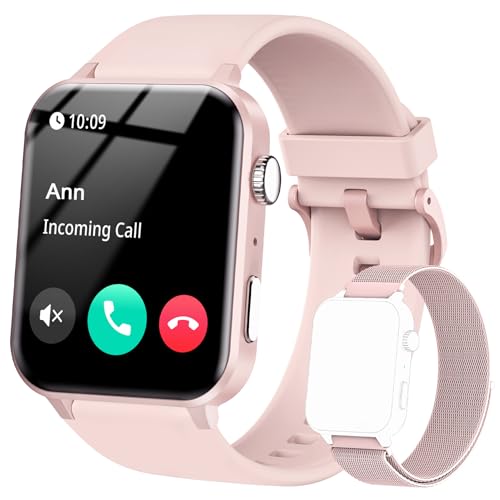 IOWODO R30Pro Reloj Inteligente Hombre Mujer,Smartwatch,1.85' con Funciún Llamadas y Whatsapp Mensajes Bluetooth 5.0, 100 Modos Deporte para iOS Android Teléfono (Rosa)